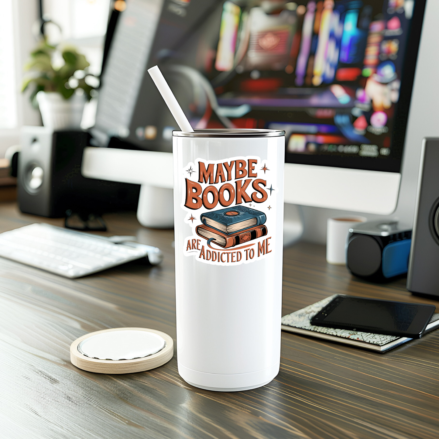 Maybe Books Are Addicted To Me Vinyl Sticker