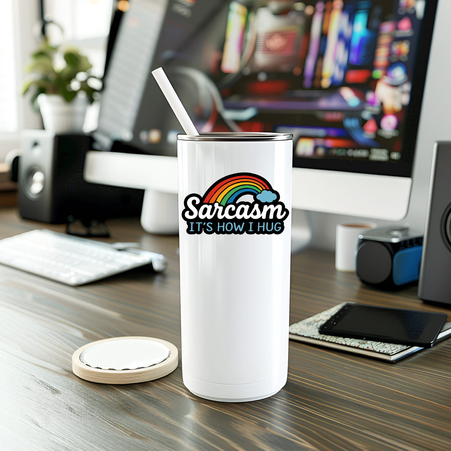 Funny Sarcasm It's How I Hug Vinyl Sticker