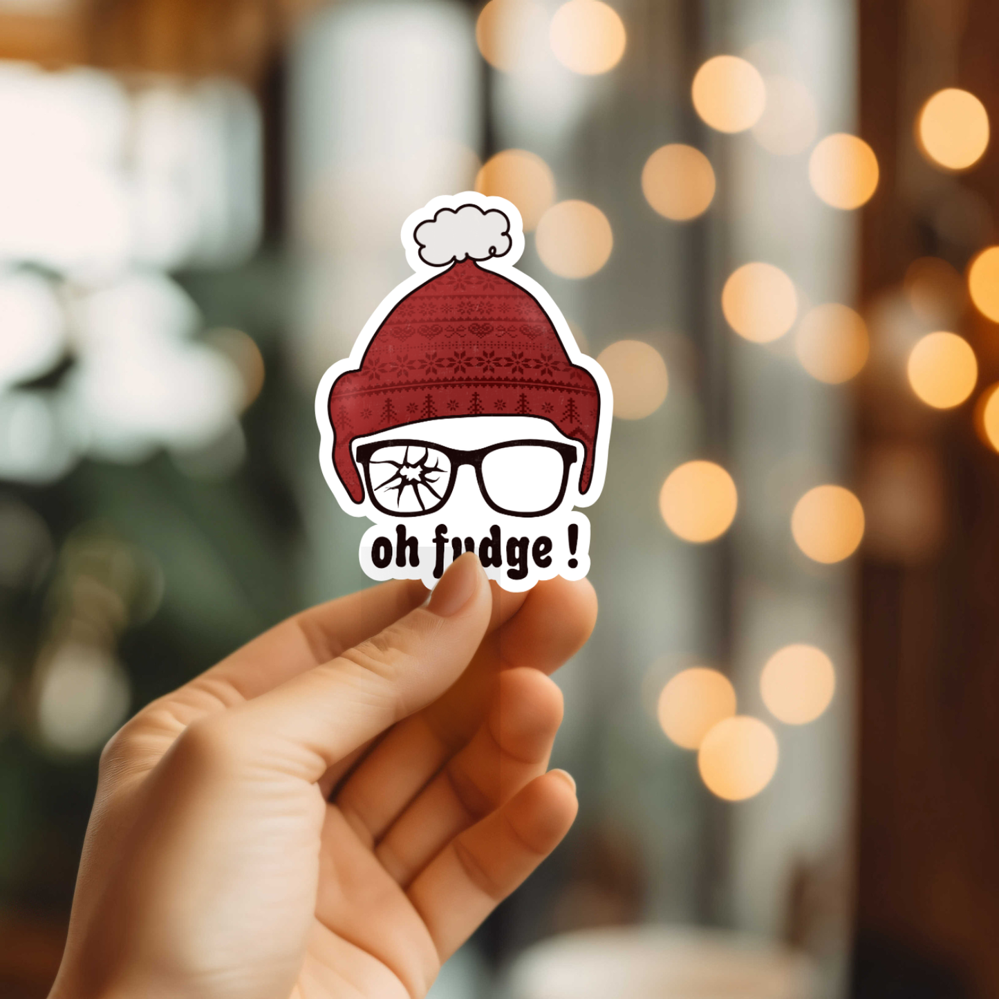 Funny Oh Fudge Christmas Vinyl Sticker