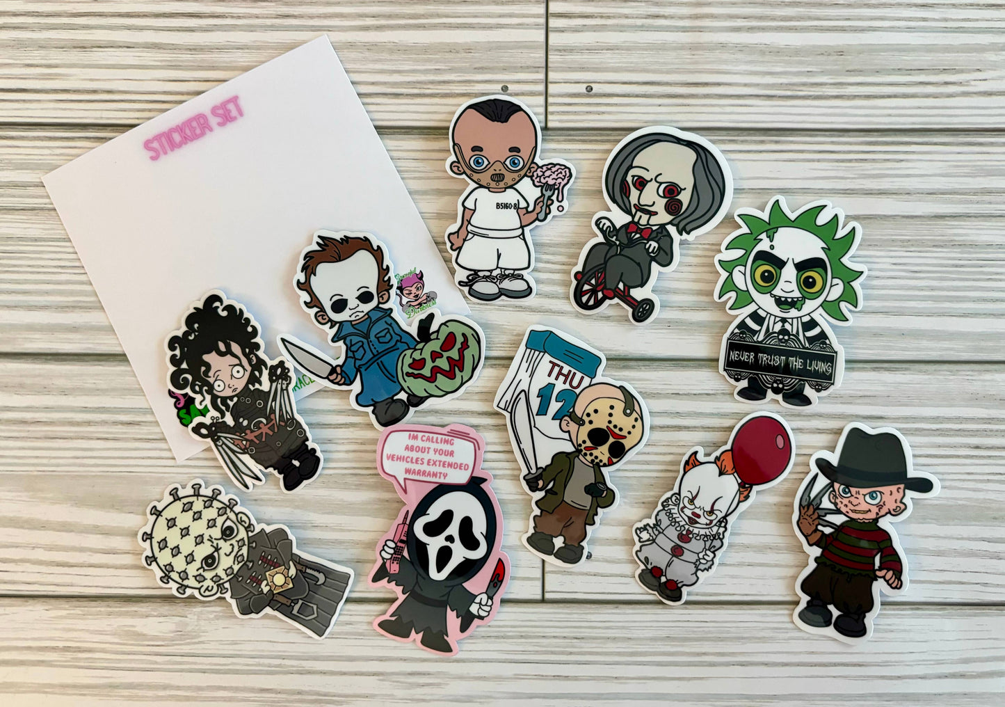 Adorable Horror Sticker Set, Vinyl Sticker