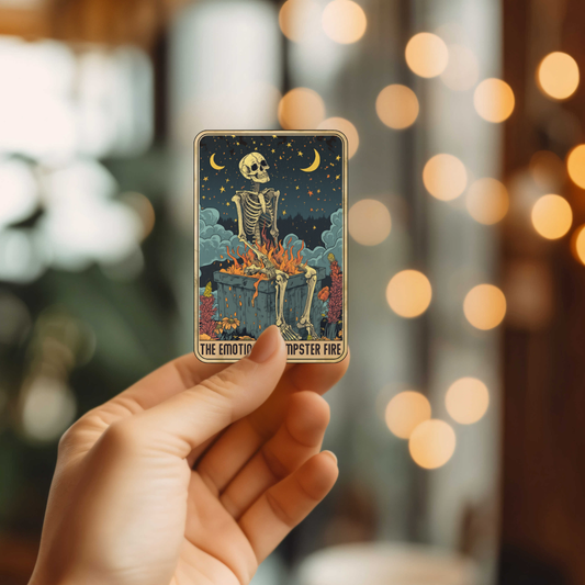 Funny Dumpster Fire Tarot Vinyl Sticker