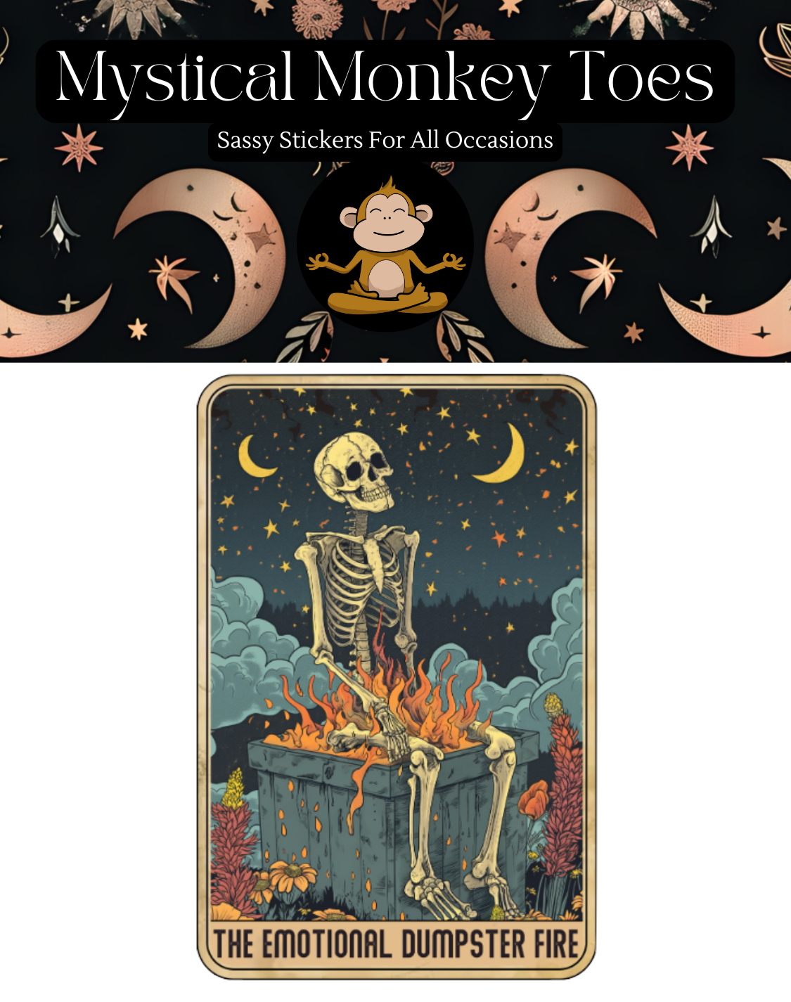 Funny Dumpster Fire Tarot Vinyl Sticker
